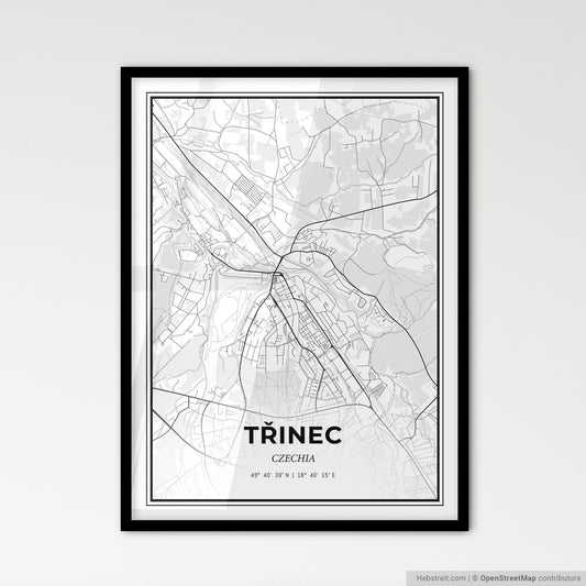 Třinec Czechia - Scandinavian Style City Map for Modern Home Decor
