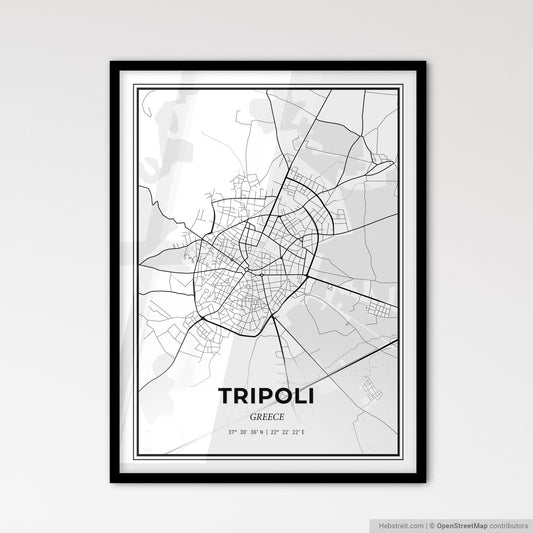 Tripoli Greece - Scandinavian Style City Map for Modern Home Decor