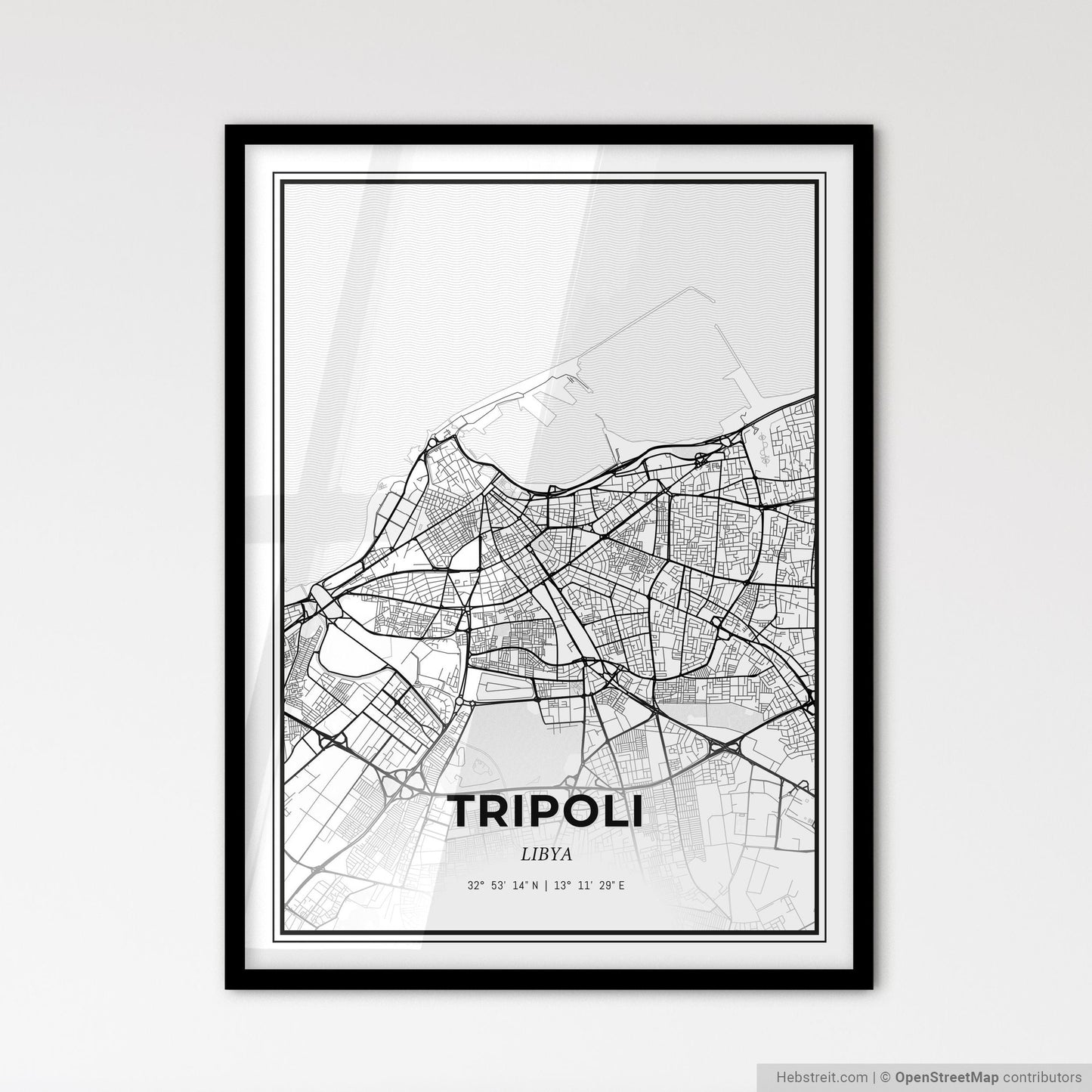 Tripoli Libya - Scandinavian Style City Map for Modern Home Decor