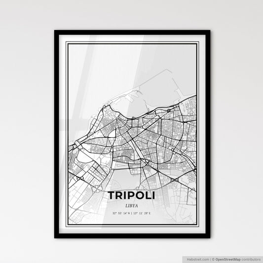 Tripoli Libya - Scandinavian Style City Map for Modern Home Decor