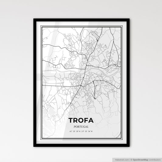 Trofa Portugal - Scandinavian Style City Map for Modern Home Decor