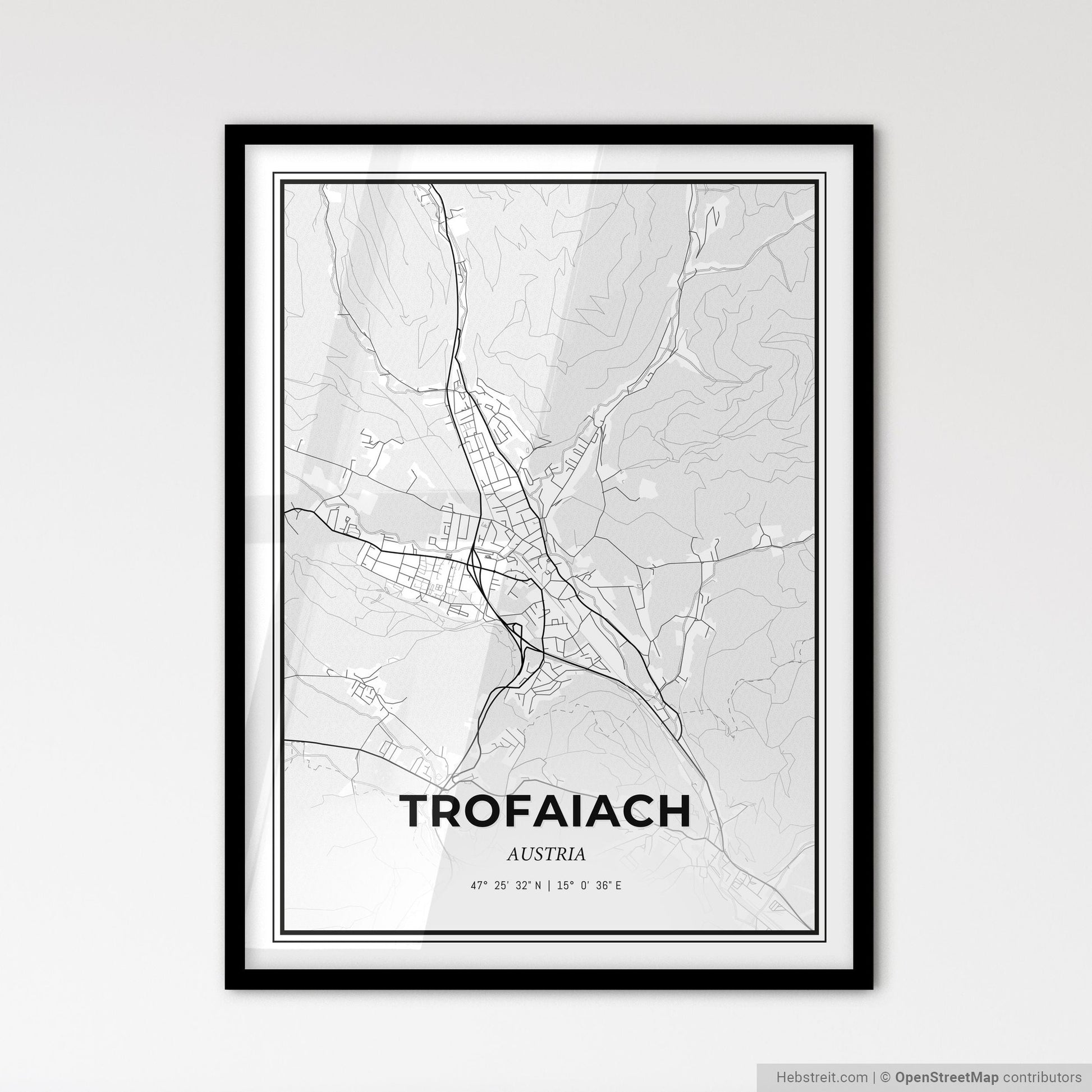 Trofaiach Austria - Scandinavian Style City Map for Modern Home Decor