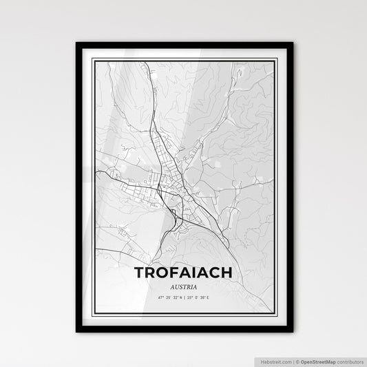 Trofaiach Austria - Scandinavian Style City Map for Modern Home Decor