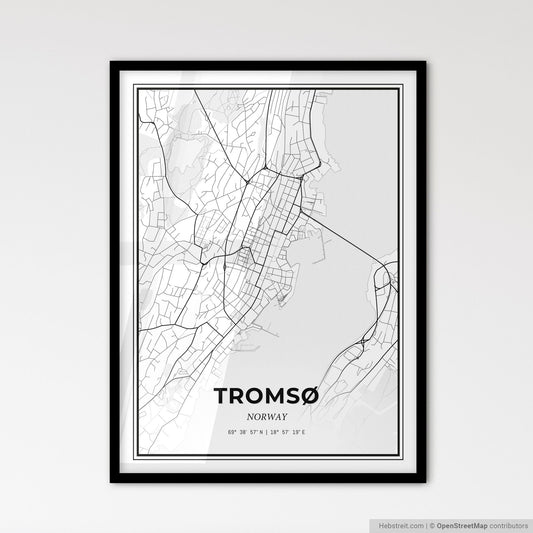 Tromsø Norway - Scandinavian Style City Map for Modern Home Decor