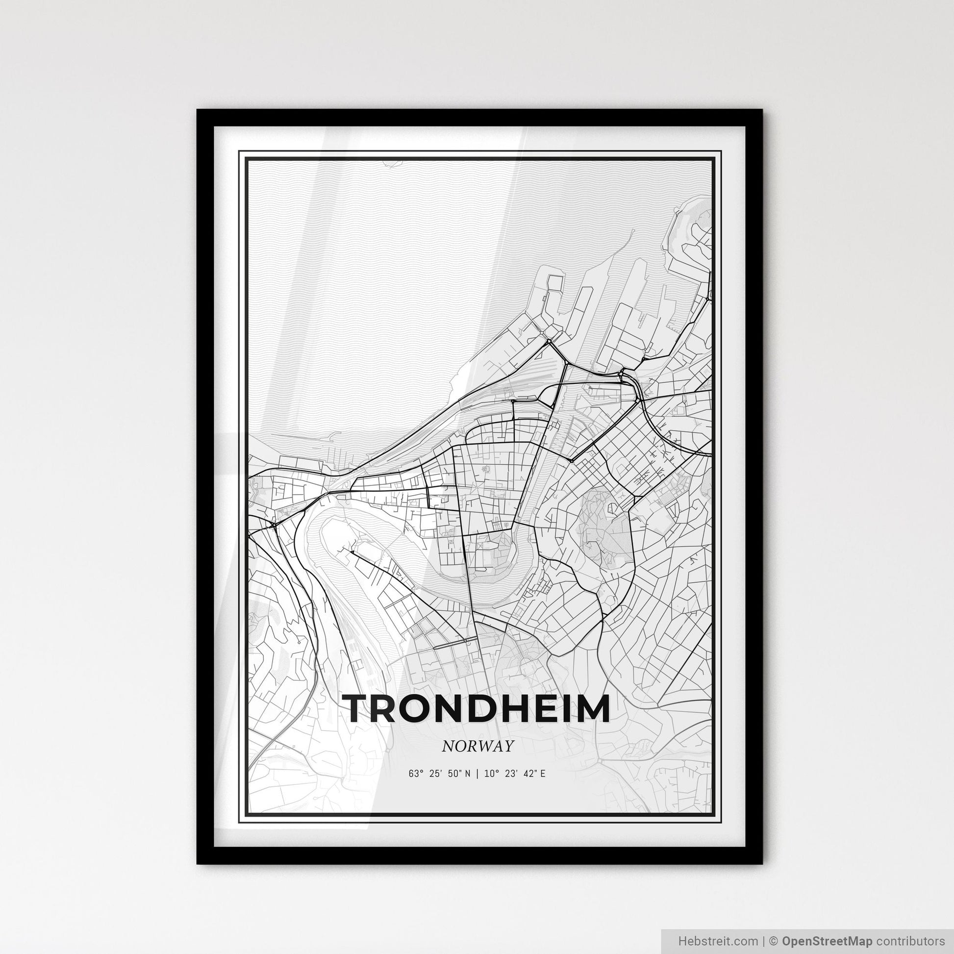 Trondheim Norway - Scandinavian Style City Map for Modern Home Decor