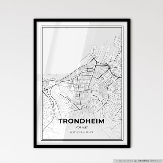Trondheim Norway - Scandinavian Style City Map for Modern Home Decor