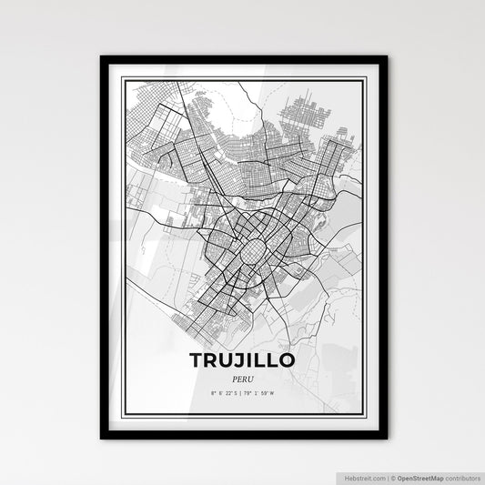 Trujillo Peru - Scandinavian Style City Map for Modern Home Decor