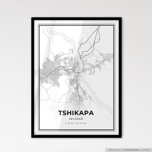 Tshikapa DR Congo - Scandinavian Style City Map for Modern Home Decor