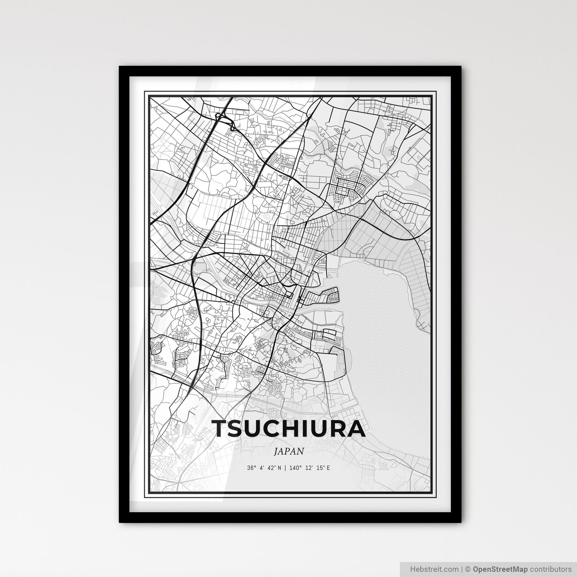 Tsuchiura Japan - Scandinavian Style City Map for Modern Home Decor