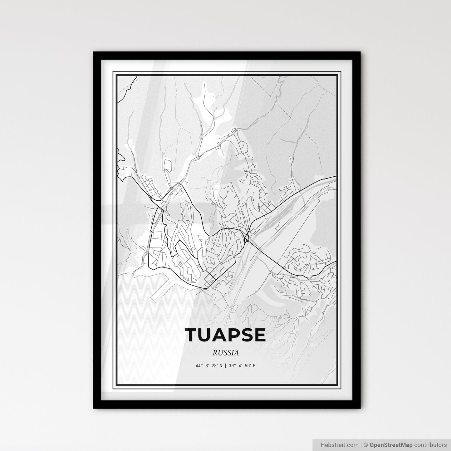 Tuapse Russia - Scandinavian Style City Map for Modern Home Decor