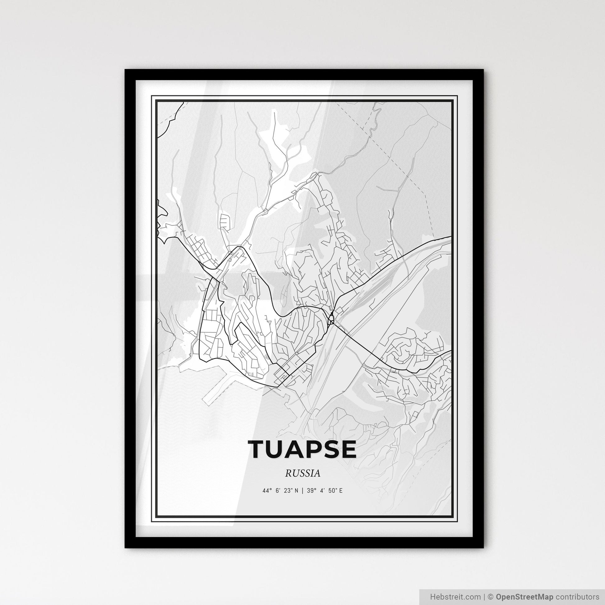 Tuapse Russia - Scandinavian Style City Map for Modern Home Decor