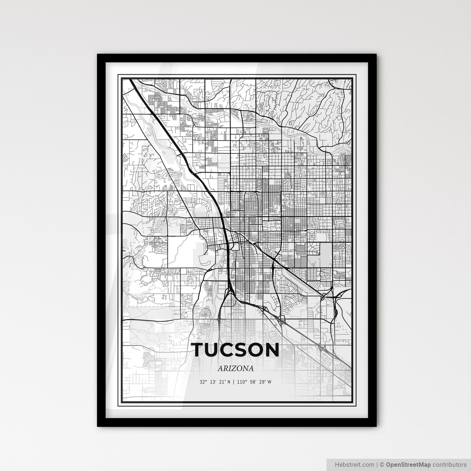 Tucson Arizona - Scandinavian Style City Map for Modern Home Decor