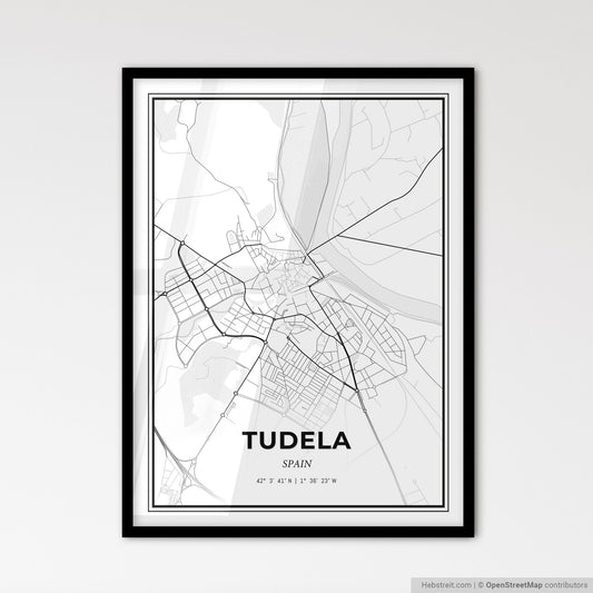 Tudela Spain - Scandinavian Style City Map for Modern Home Decor
