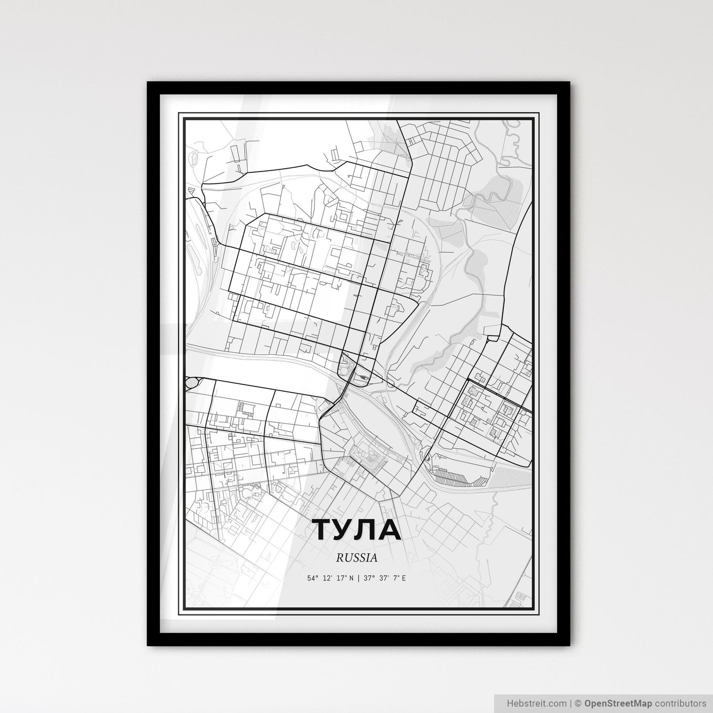 Tula Russia - Scandinavian Style City Map for Modern Home Decor