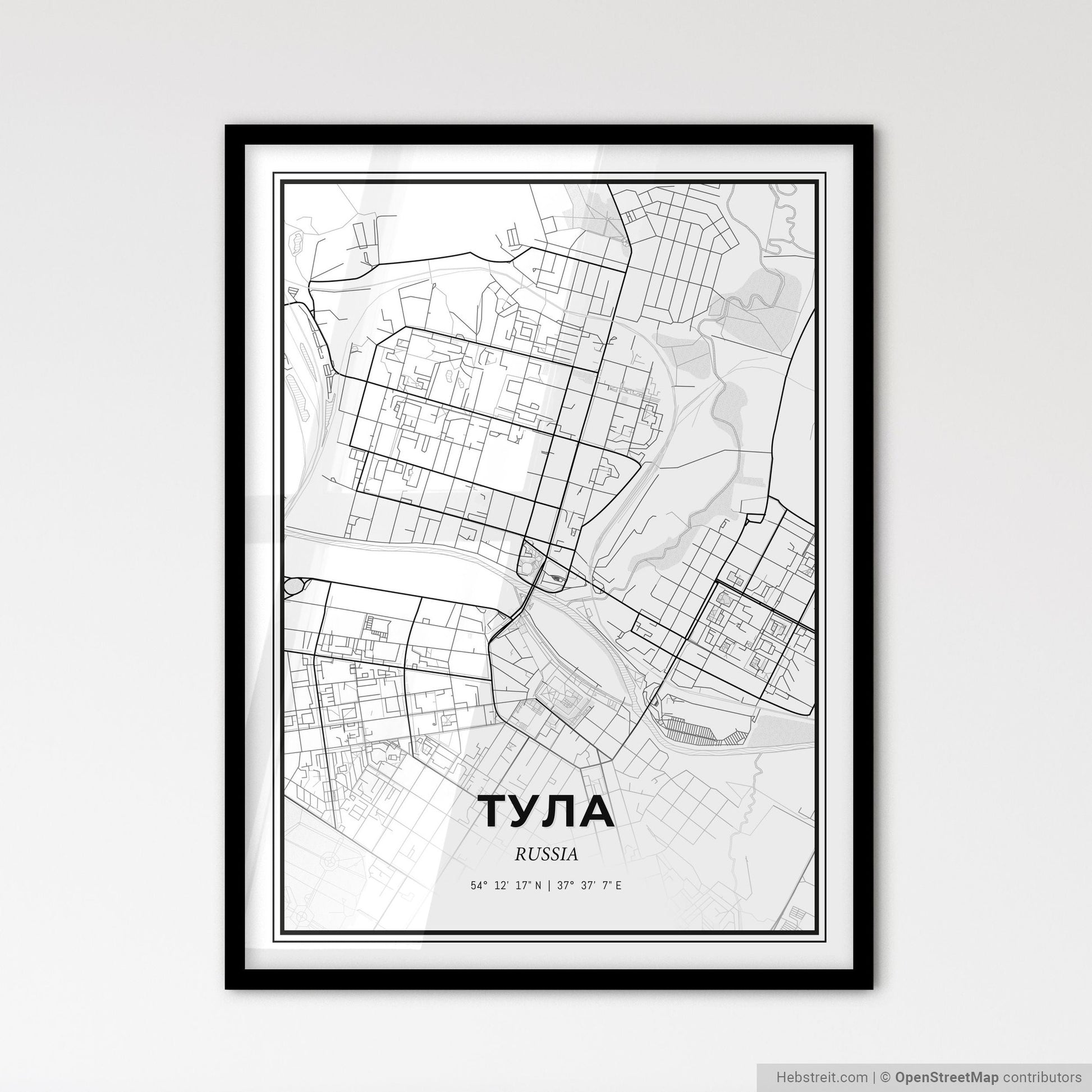 Tula Russia - Scandinavian Style City Map for Modern Home Decor