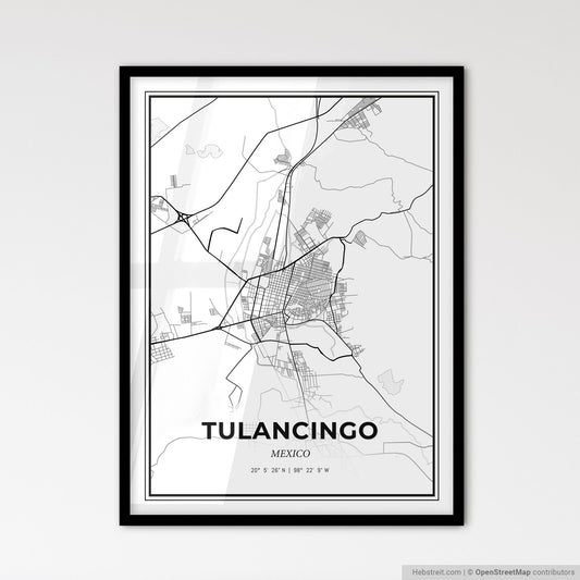 Tulancingo Mexico - Scandinavian Style City Map for Modern Home Decor