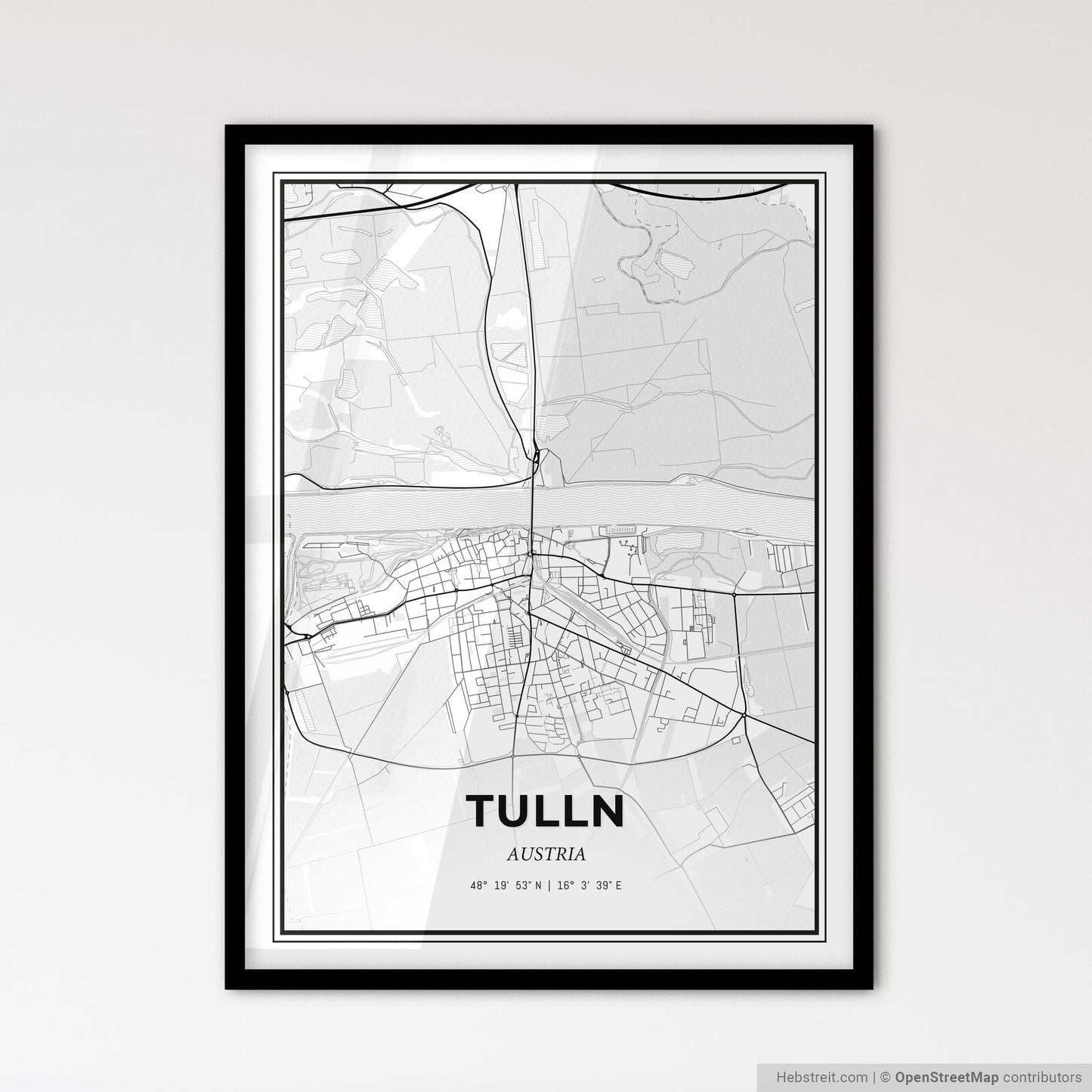 Tulln Austria - Scandinavian Style City Map for Modern Home Decor