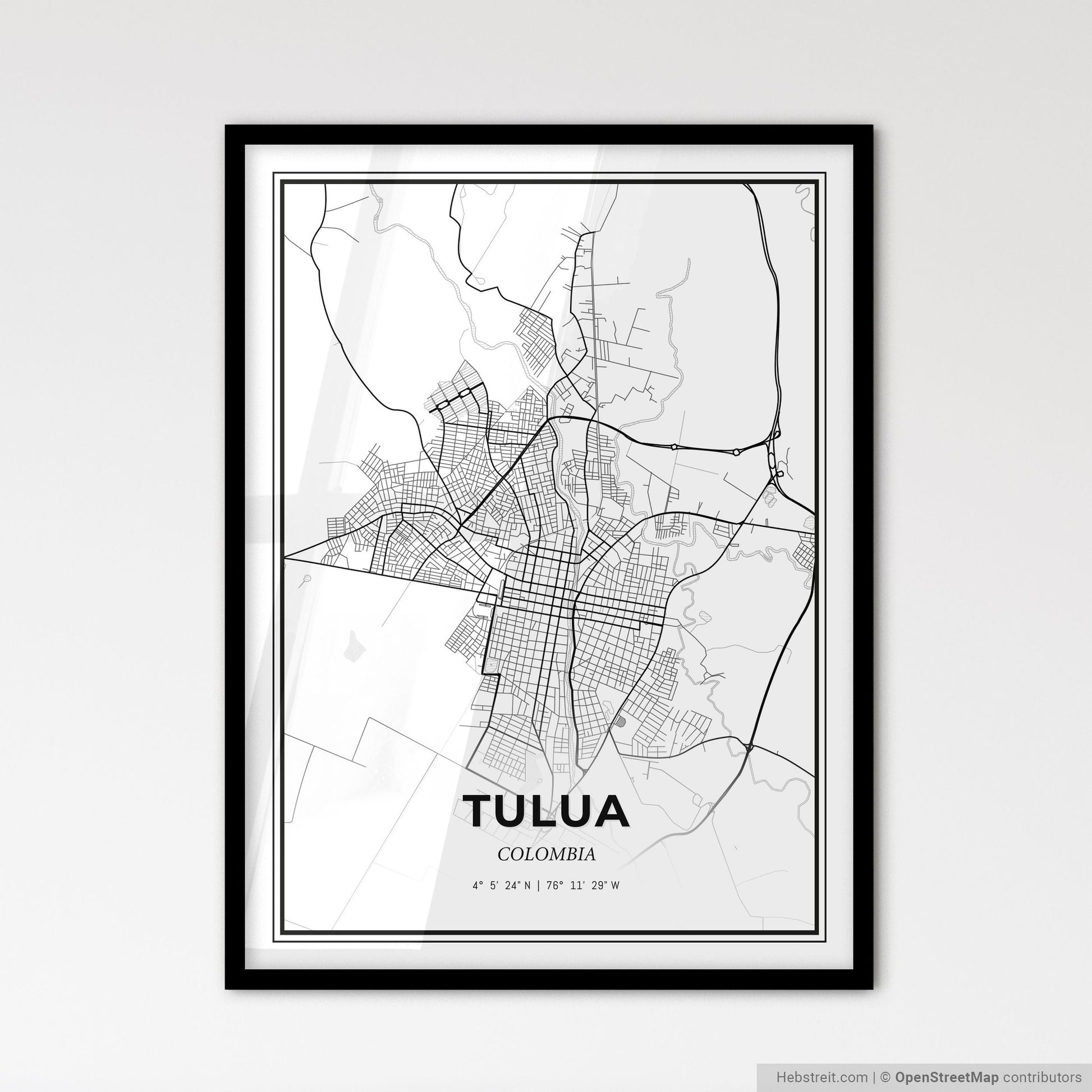 Tulua Colombia - Scandinavian Style City Map for Modern Home Decor