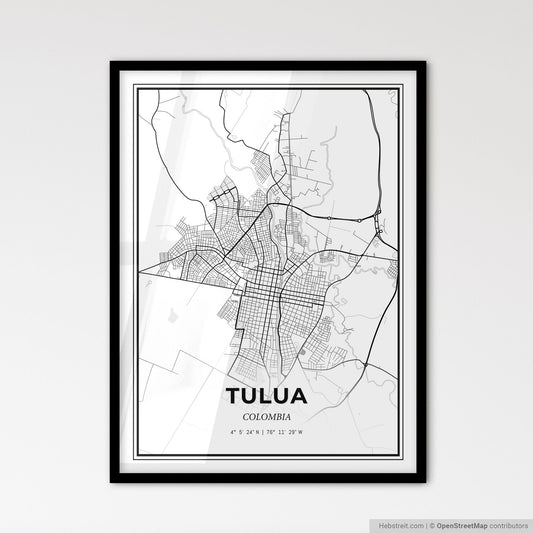 Tulua Colombia - Scandinavian Style City Map for Modern Home Decor