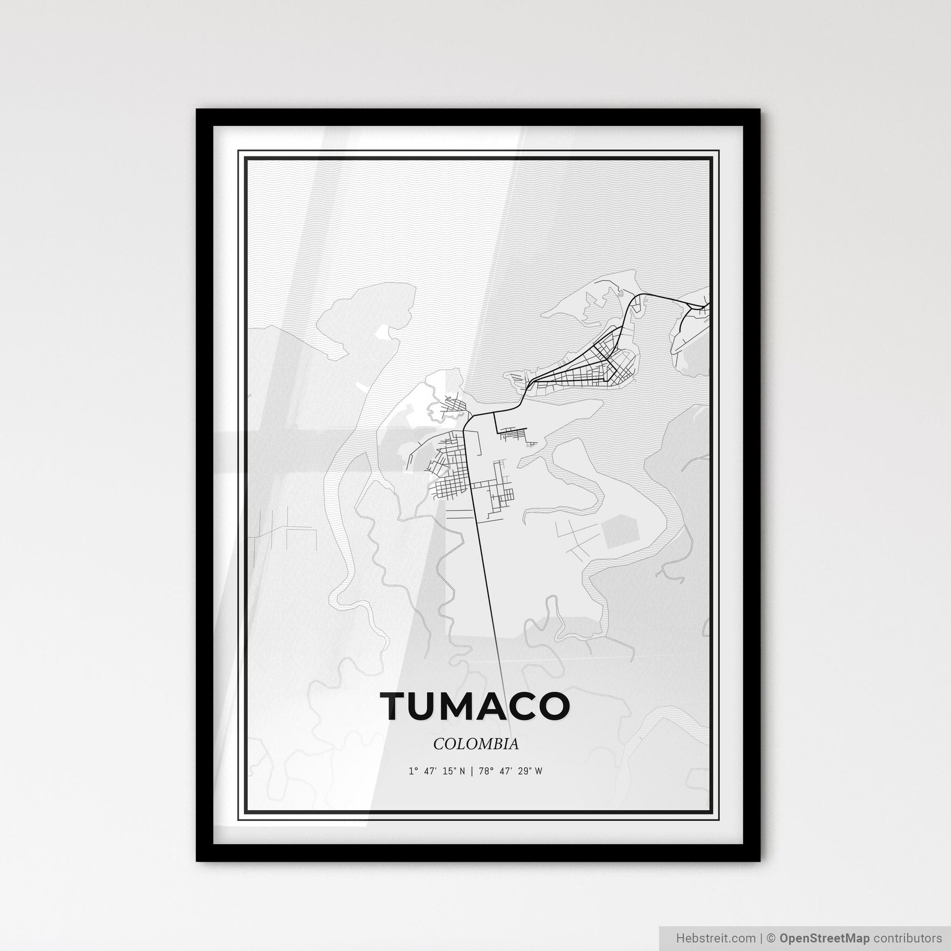 Tumaco Colombia - Scandinavian Style City Map for Modern Home Decor