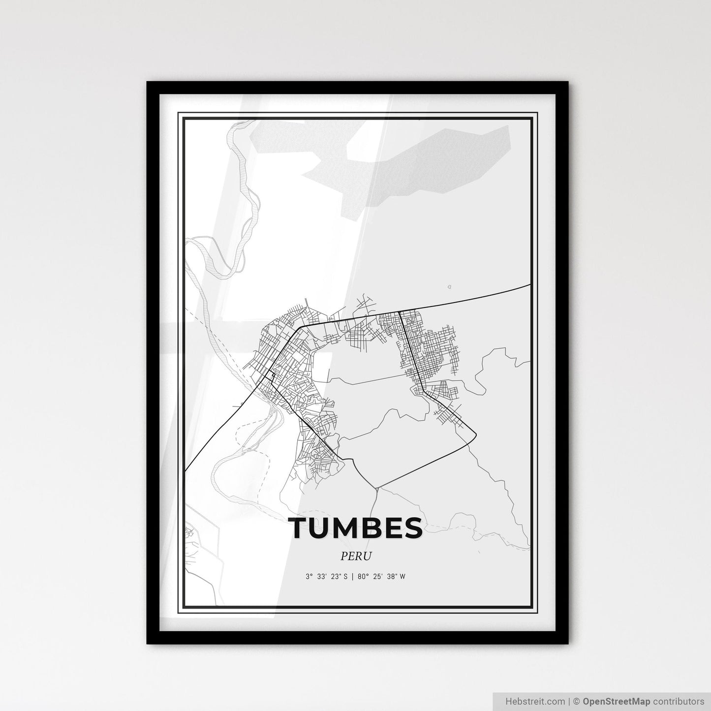 Tumbes Peru - Scandinavian Style City Map for Modern Home Decor