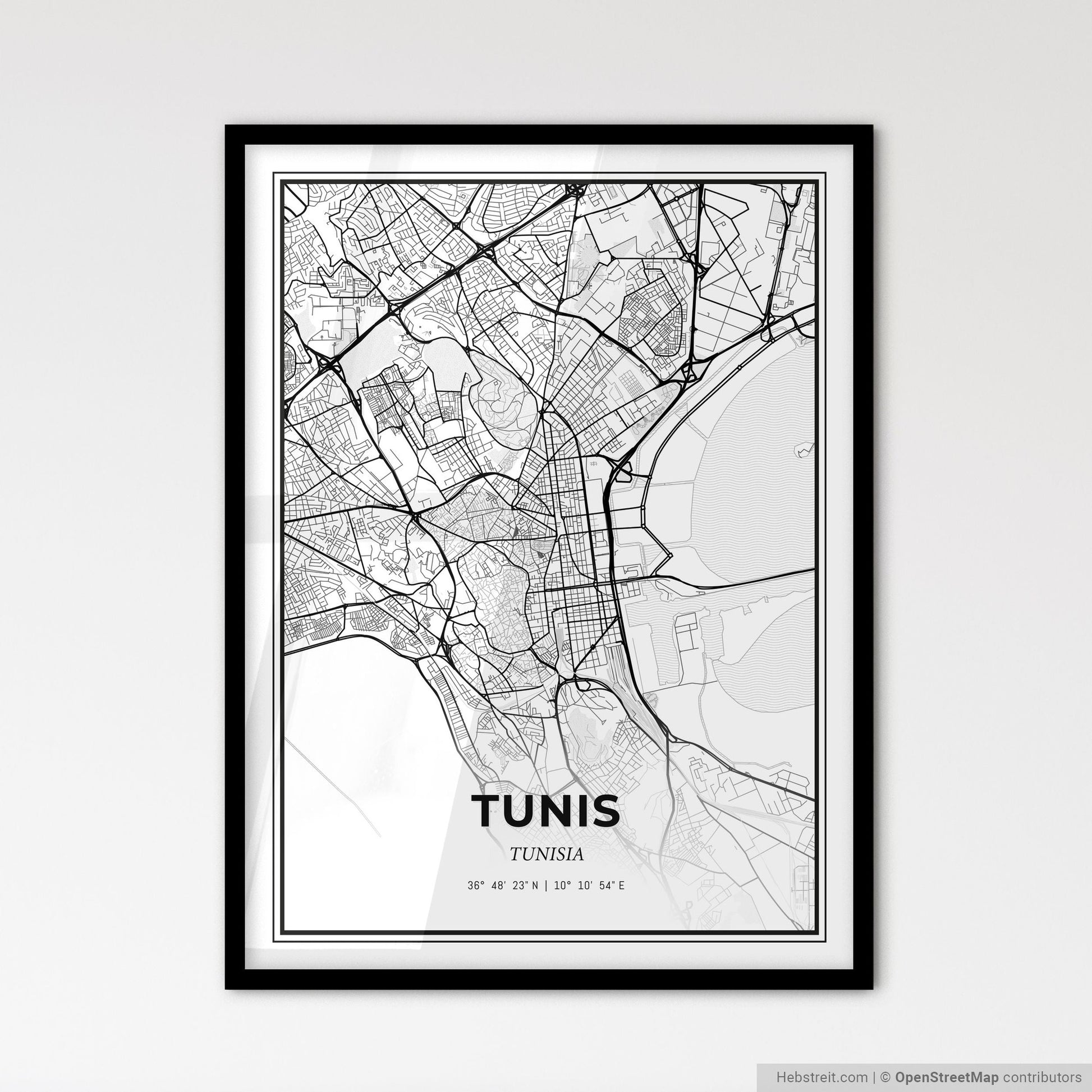 Tunis Tunisia - Scandinavian Style City Map for Modern Home Decor