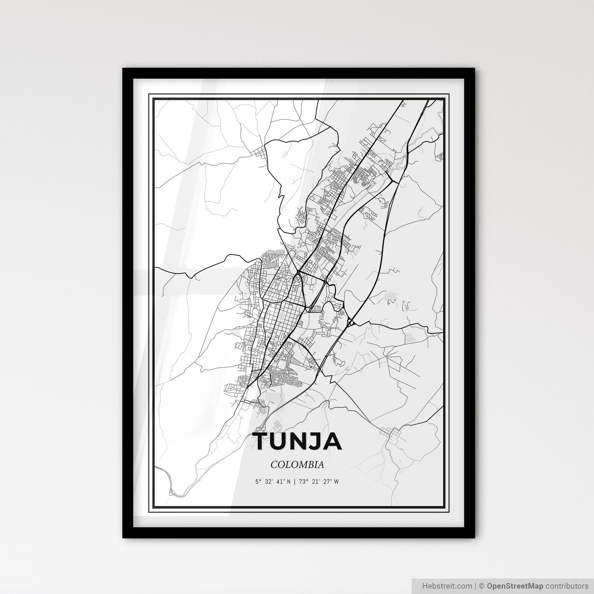 Tunja Colombia - Scandinavian Style City Map for Modern Home Decor