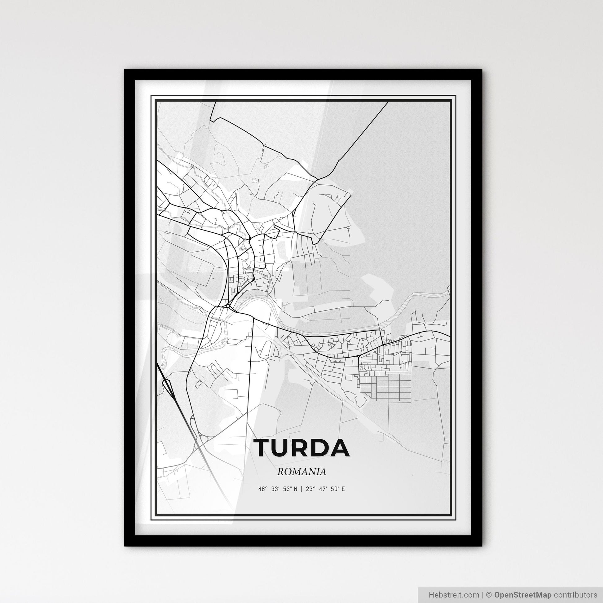 Turda Romania - Scandinavian Style City Map for Modern Home Decor
