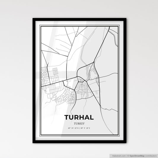 Turhal Turkey - Scandinavian Style City Map for Modern Home Decor