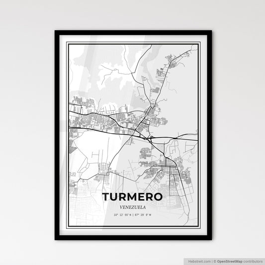 Turmero Venezuela - Scandinavian Style City Map for Modern Home Decor