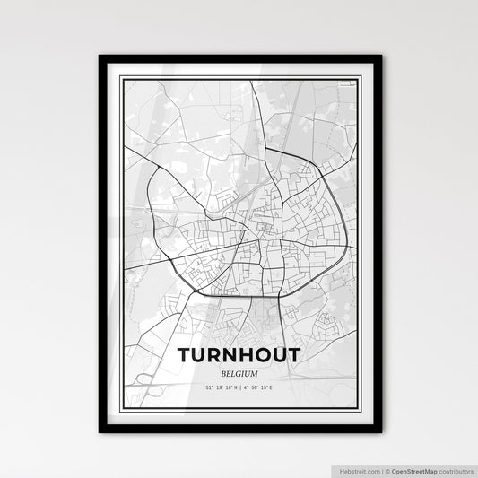 Turnhout Belgium - Scandinavian Style City Map for Modern Home Decor