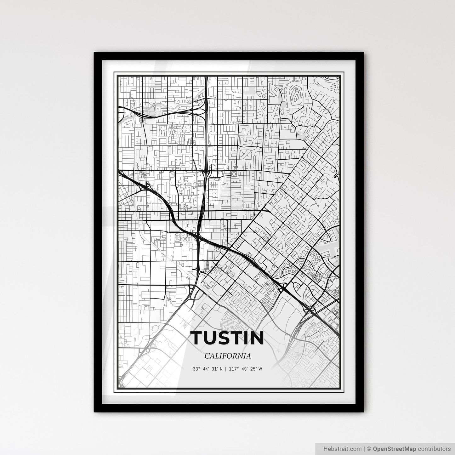 Tustin California - Scandinavian Style City Map for Modern Home Decor