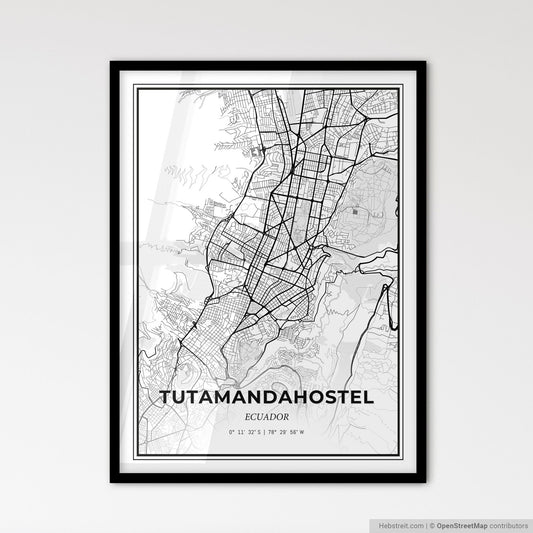 Tutamandahostel Ecuador - Scandinavian Style City Map for Modern Home Decor