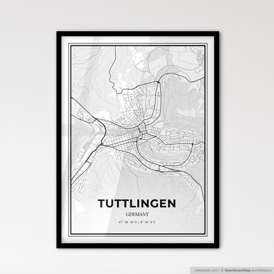 Tuttlingen Germany - Scandinavian Style City Map for Modern Home Decor