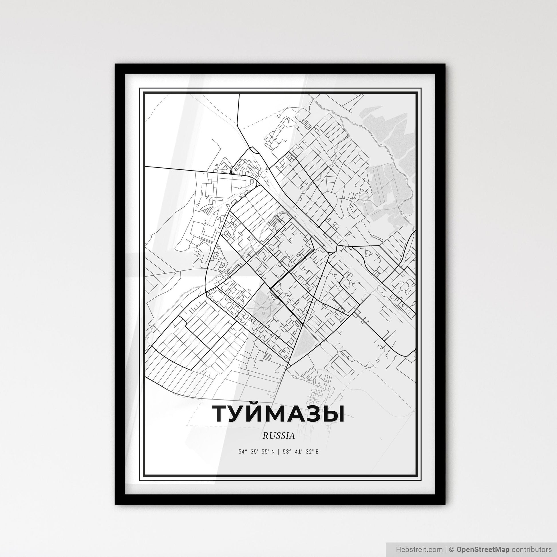 Tuymazy Russia - Scandinavian Style City Map for Modern Home Decor