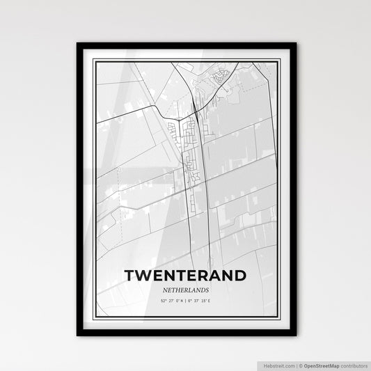 Twenterand Netherlands - Scandinavian Style City Map for Modern Home Decor
