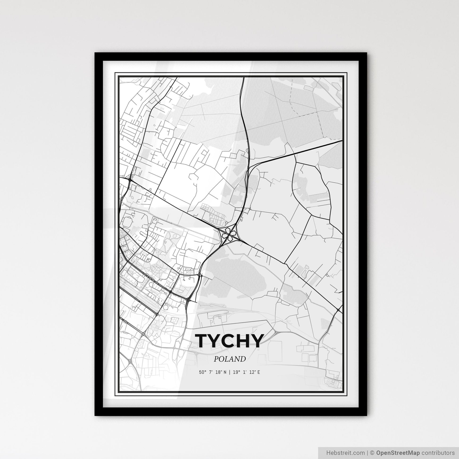 Tychy Poland - Scandinavian Style City Map for Modern Home Decor