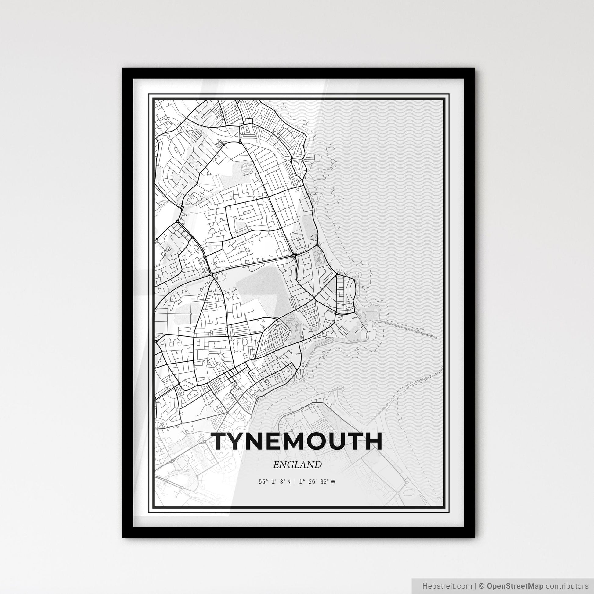 Tynemouth England - Scandinavian Style City Map for Modern Home Decor