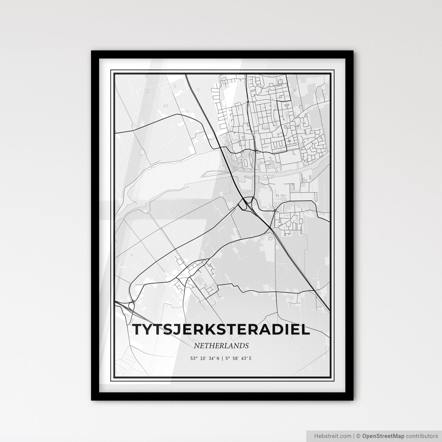 Tytsjerksteradiel Netherlands - Scandinavian Style City Map for Modern Home Decor