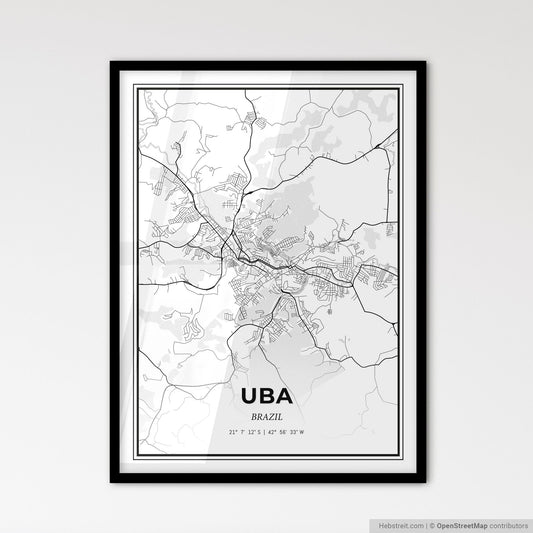 Uba Brazil - Scandinavian Style City Map for Modern Home Decor