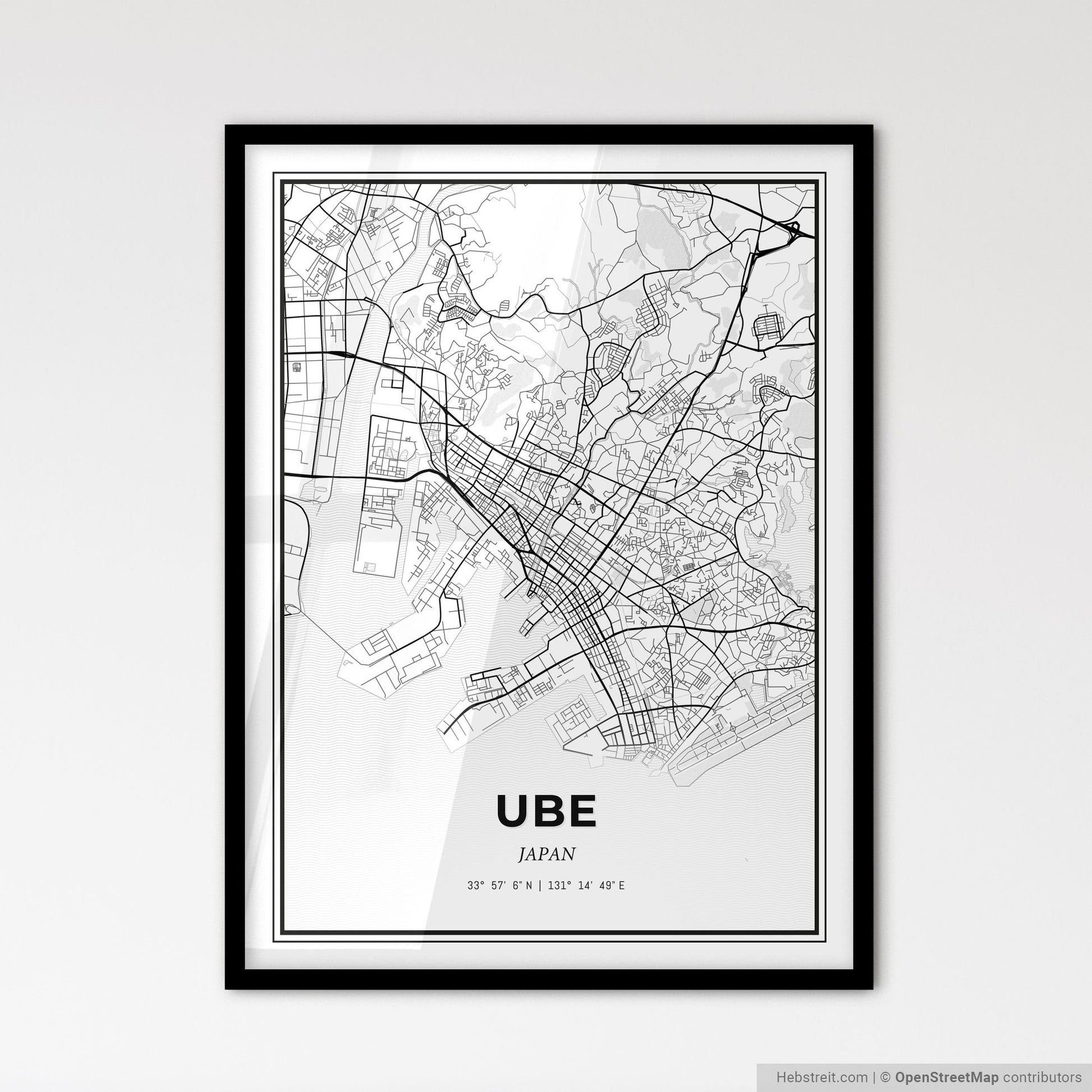 Ube Japan - Scandinavian Style City Map for Modern Home Decor