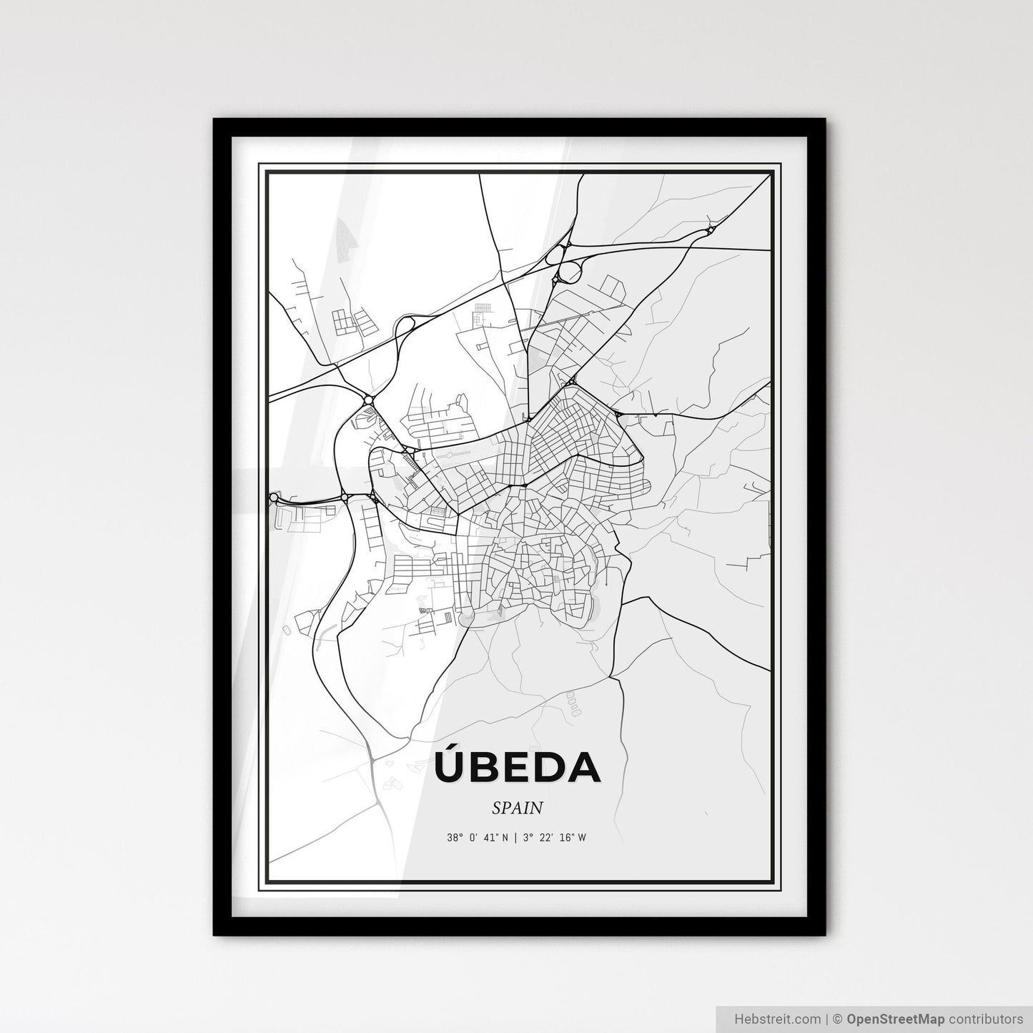 Úbeda Spain - Scandinavian Style City Map for Modern Home Decor