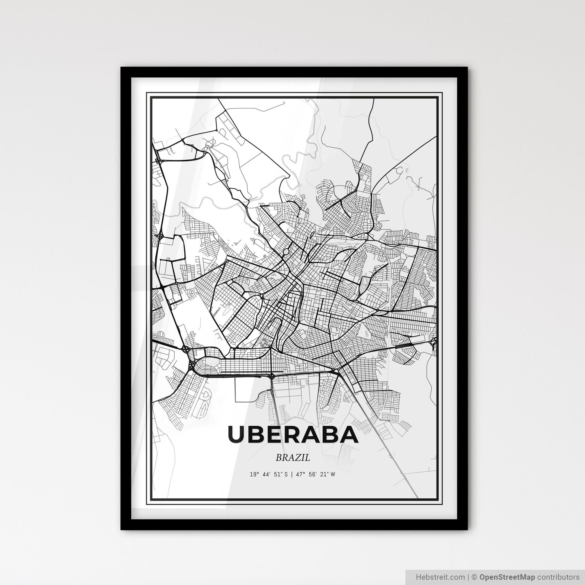 Uberaba Brazil - Scandinavian Style City Map for Modern Home Decor