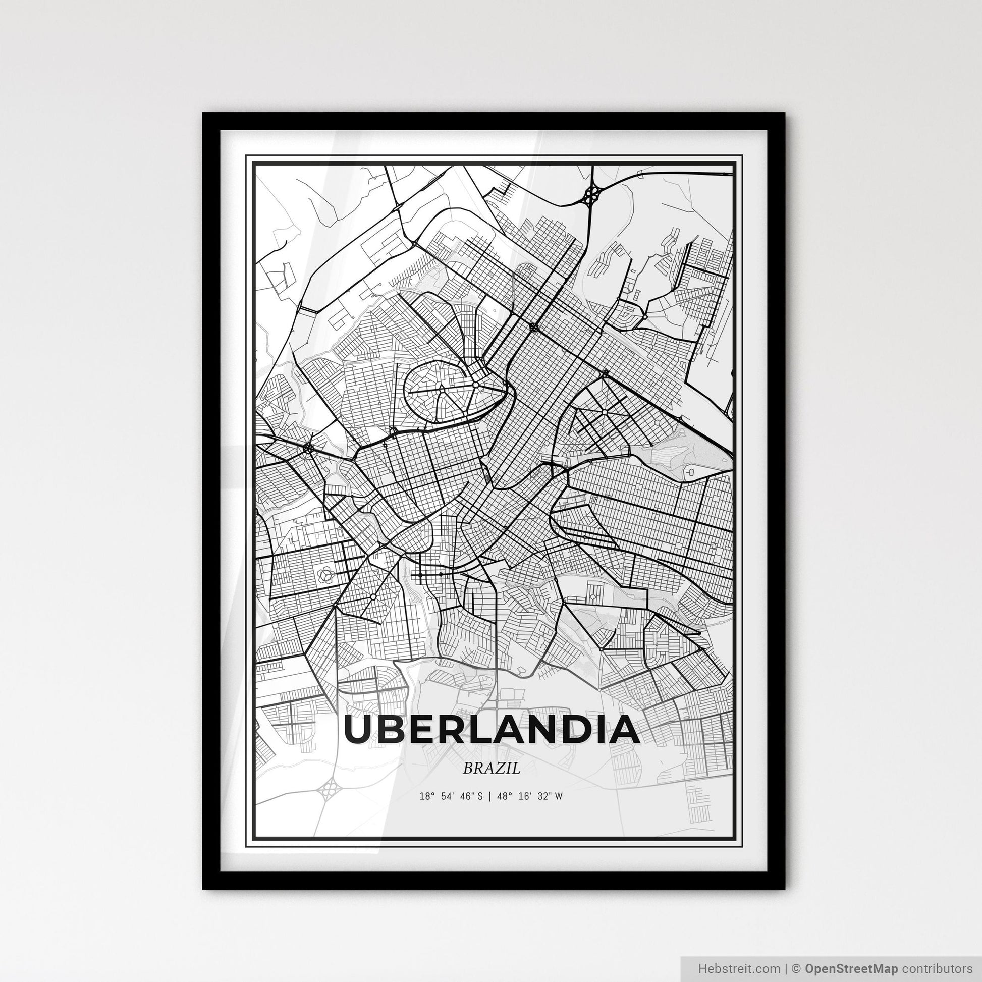 Uberlandia Brazil - Scandinavian Style City Map for Modern Home Decor