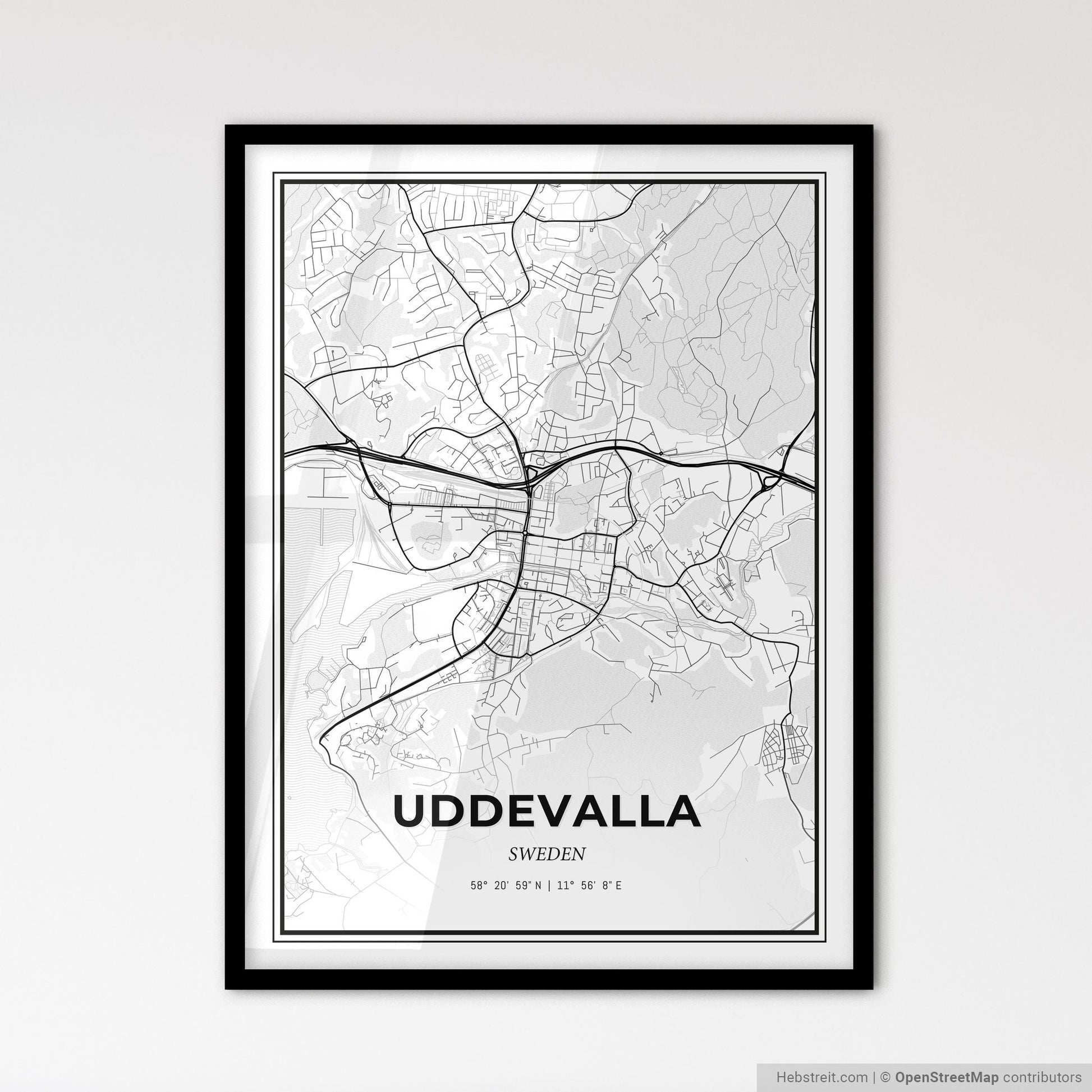 Uddevalla Sweden - Scandinavian Style City Map for Modern Home Decor