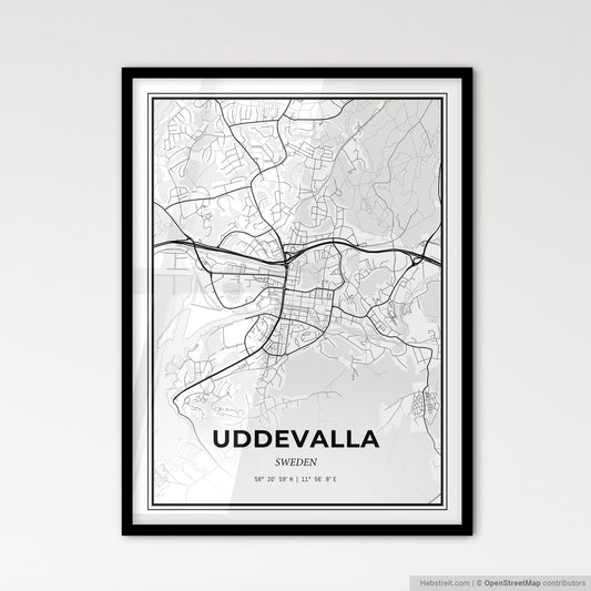 Uddevalla Sweden - Scandinavian Style City Map for Modern Home Decor