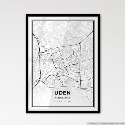 Uden Netherlands - Scandinavian Style City Map for Modern Home Decor