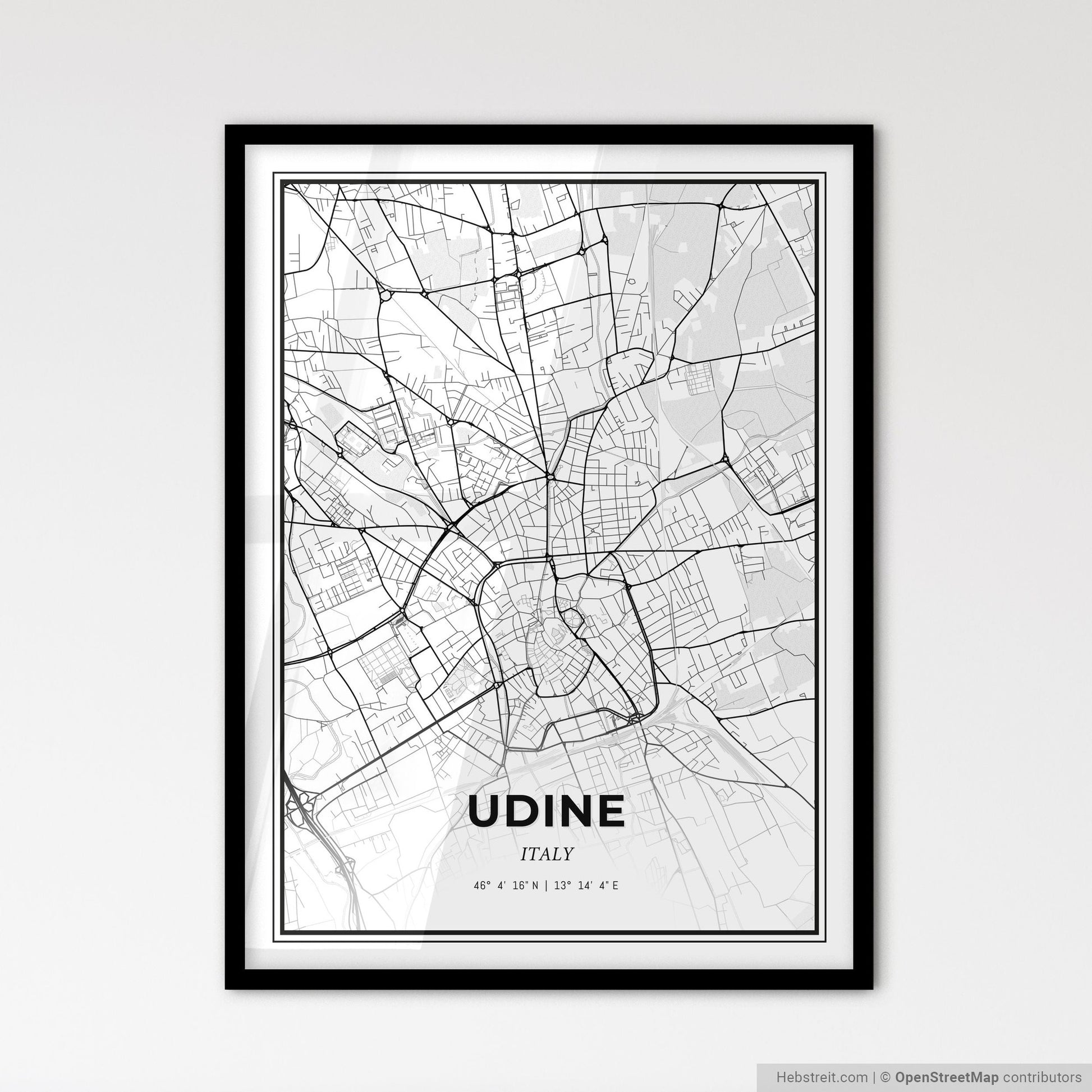 Udine Italy - Scandinavian Style City Map for Modern Home Decor