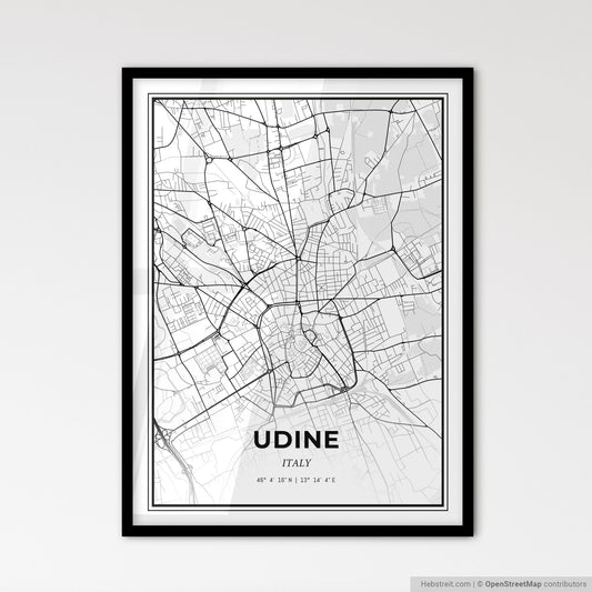 Udine Italy - Scandinavian Style City Map for Modern Home Decor