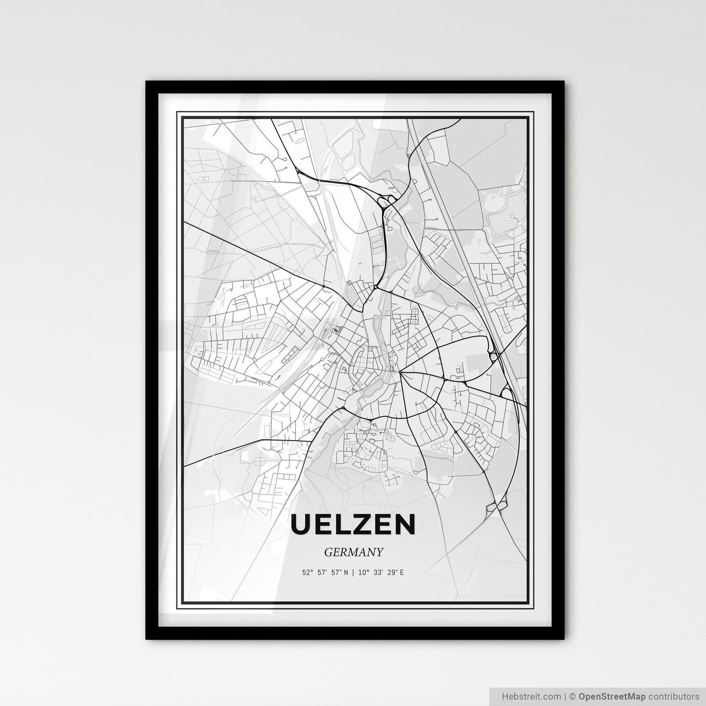 Uelzen Germany - Scandinavian Style City Map for Modern Home Decor